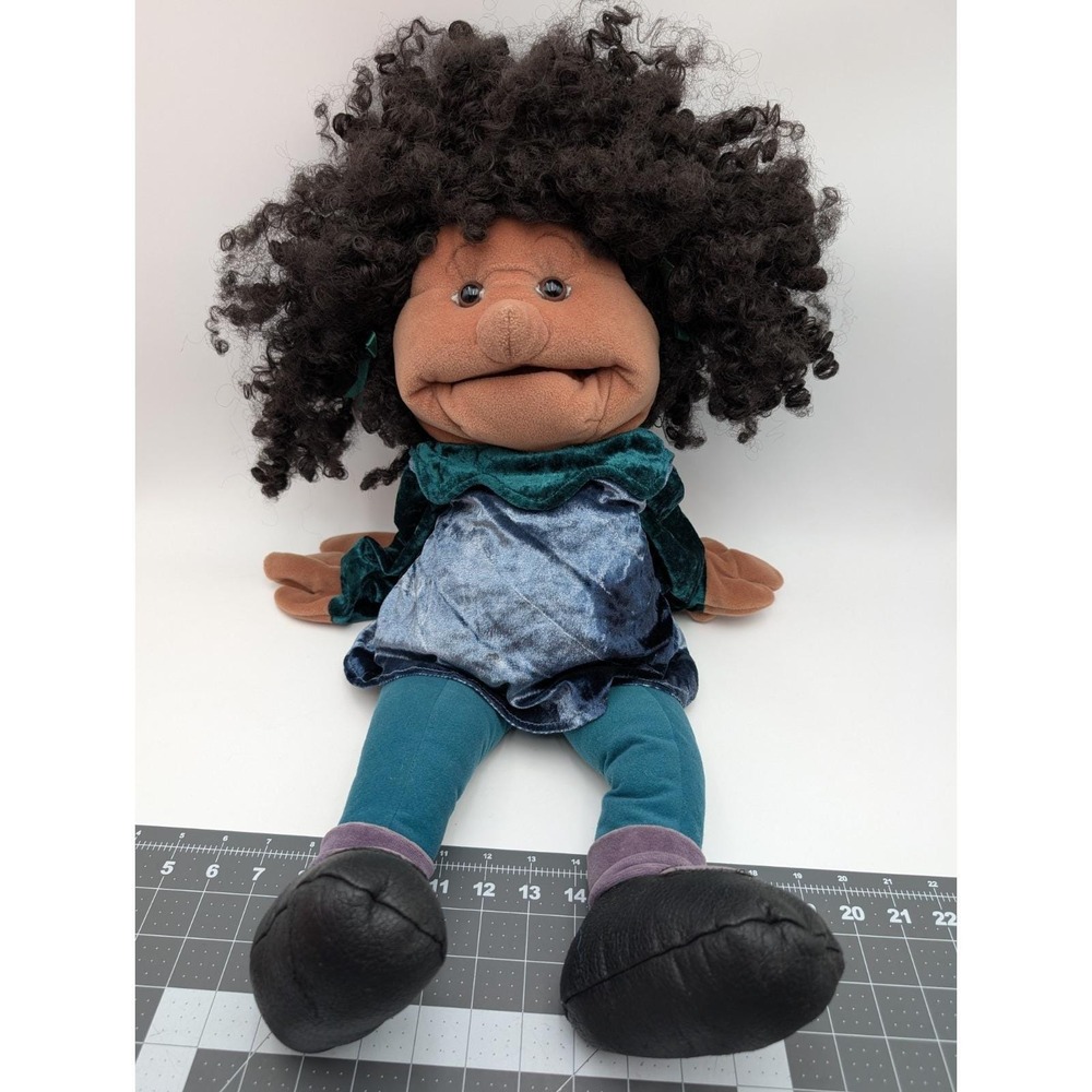 Folkmanis Girl Hand Puppet Black Hair Full Body 24 Inch Stuffed Animal‎ Toy